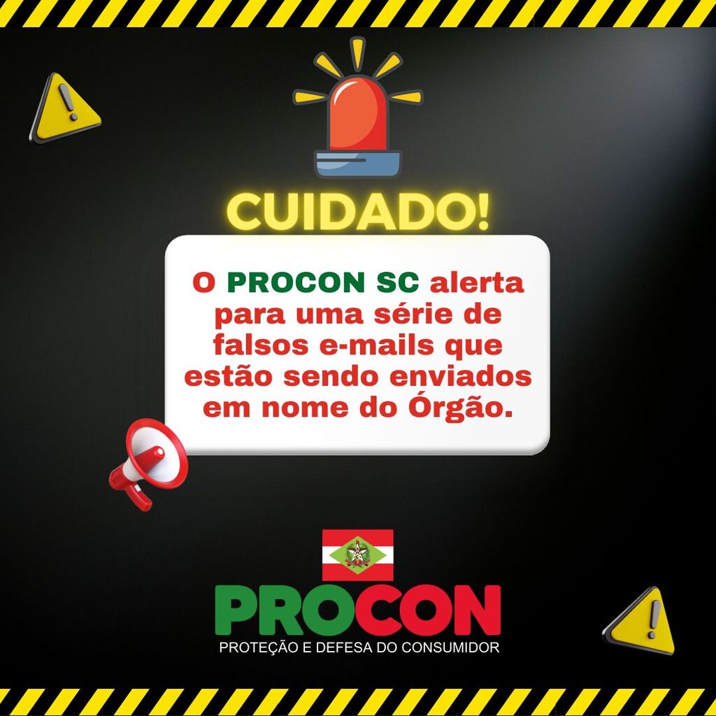 Criminosos estão aplicando golpes por e-mail usando o nome do Procon de Santa Catarina