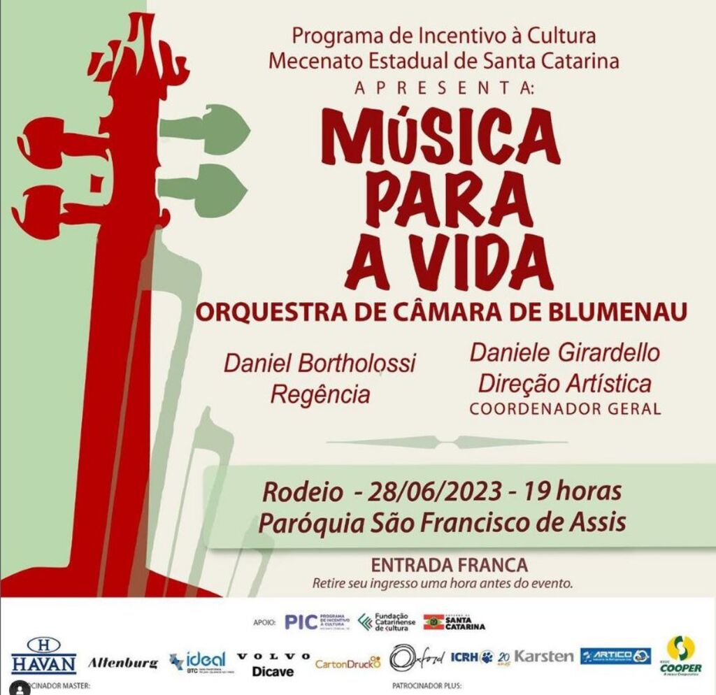 Apresentação em Rodeio da Orquestra de Câmara de Blumenau
Música Para A Vida!