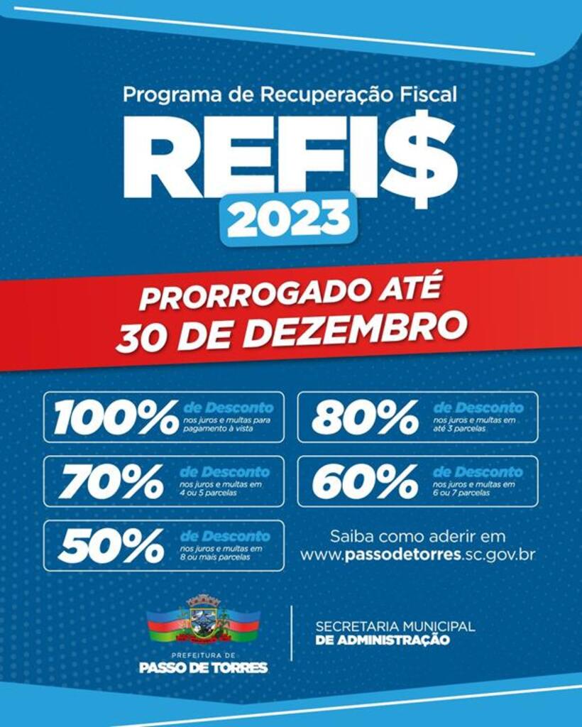 PREFEITURA MUNICIPAL DE PASSO DE TORRES PRORROGA DATA PARA REGULARIZAÇÃO DO REFIS