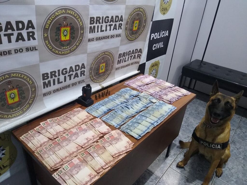 título imagem Com a ajuda do cão Diesel, polícia realiza apreensões de munições e mais de R$ 1,7 mil em cidade da região