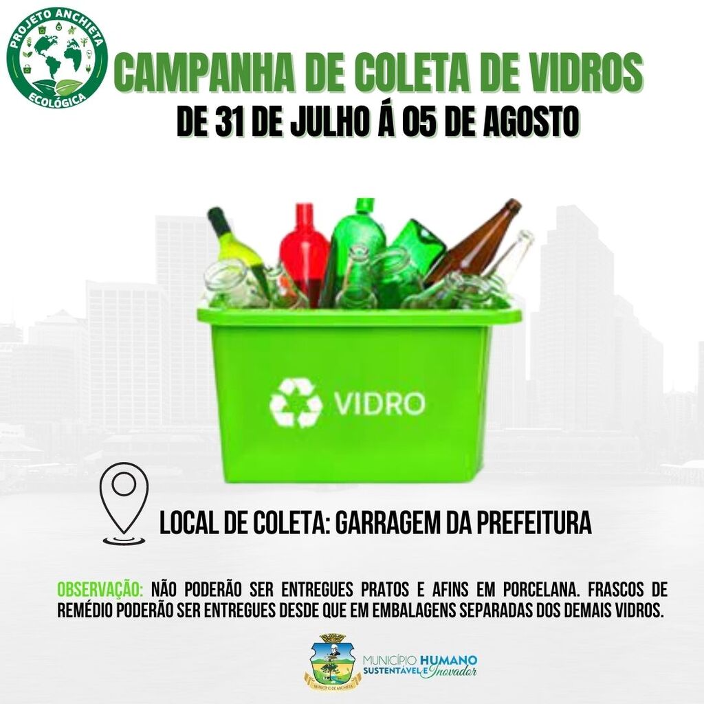 Campanha de coleta de vidros