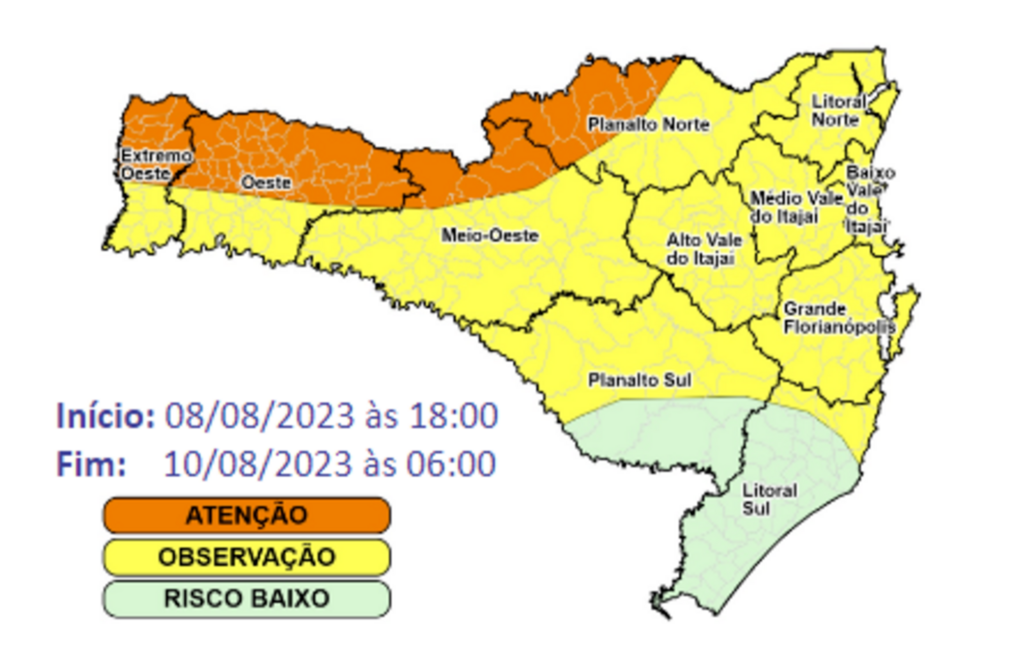 Defesa Civil alerta para a possibilidade de temporais entre a terça  e a quinta-feira