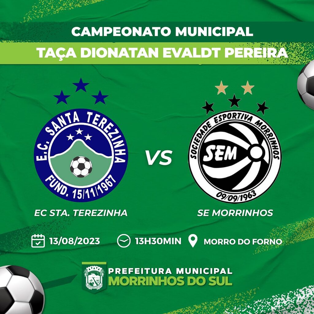 E.C. SANTA TEREZINHA E S.E. MORRINHOS SE ENCONTRAM NO PRÓXIMO DOMINGO (13) EM MORRINHOS DO SUL