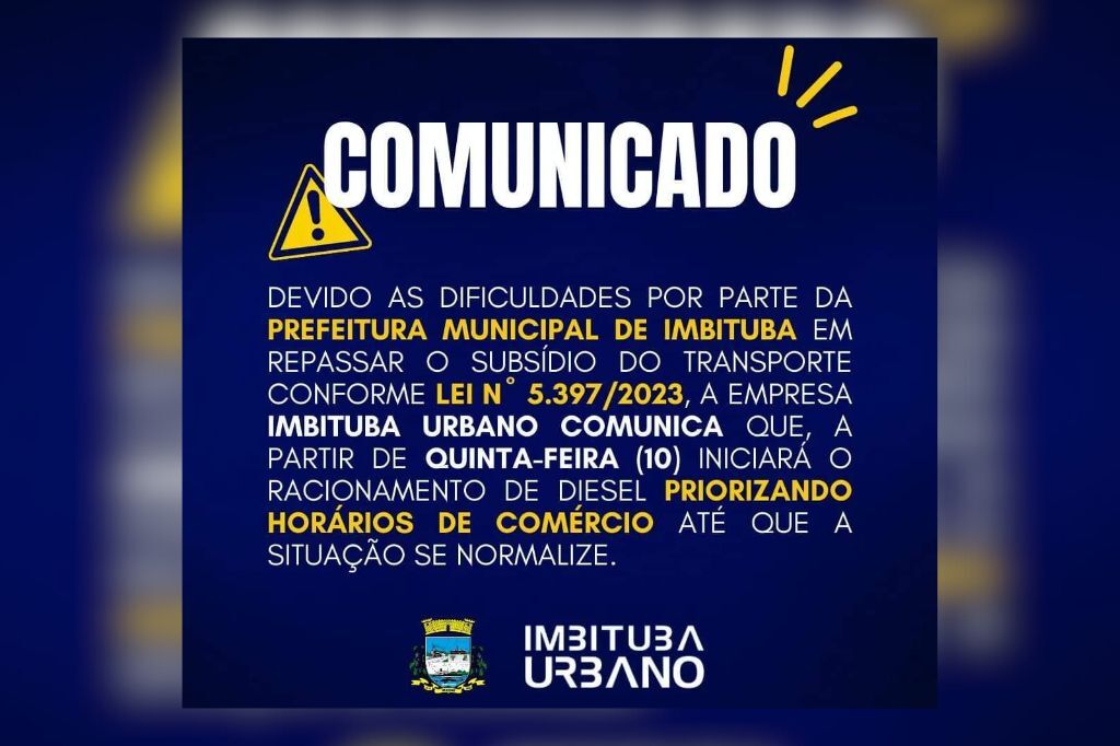 Transporte urbano de Imbituba tem alteração em itinerário a partir desta quinta-feira (10)