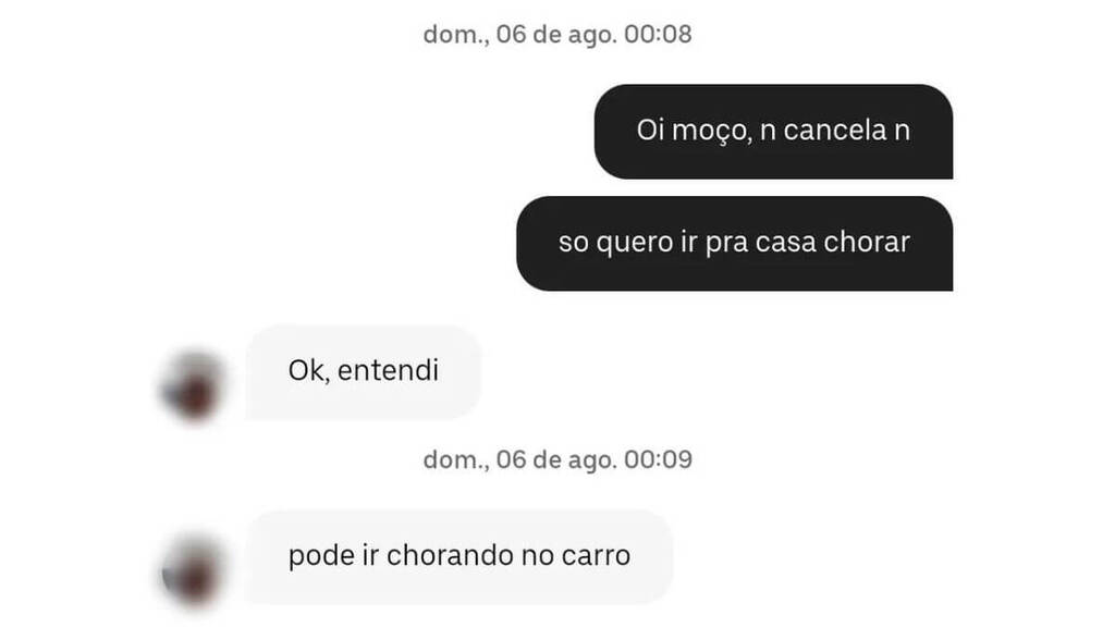 Resposta empática de motorista de aplicativo comove a Internet