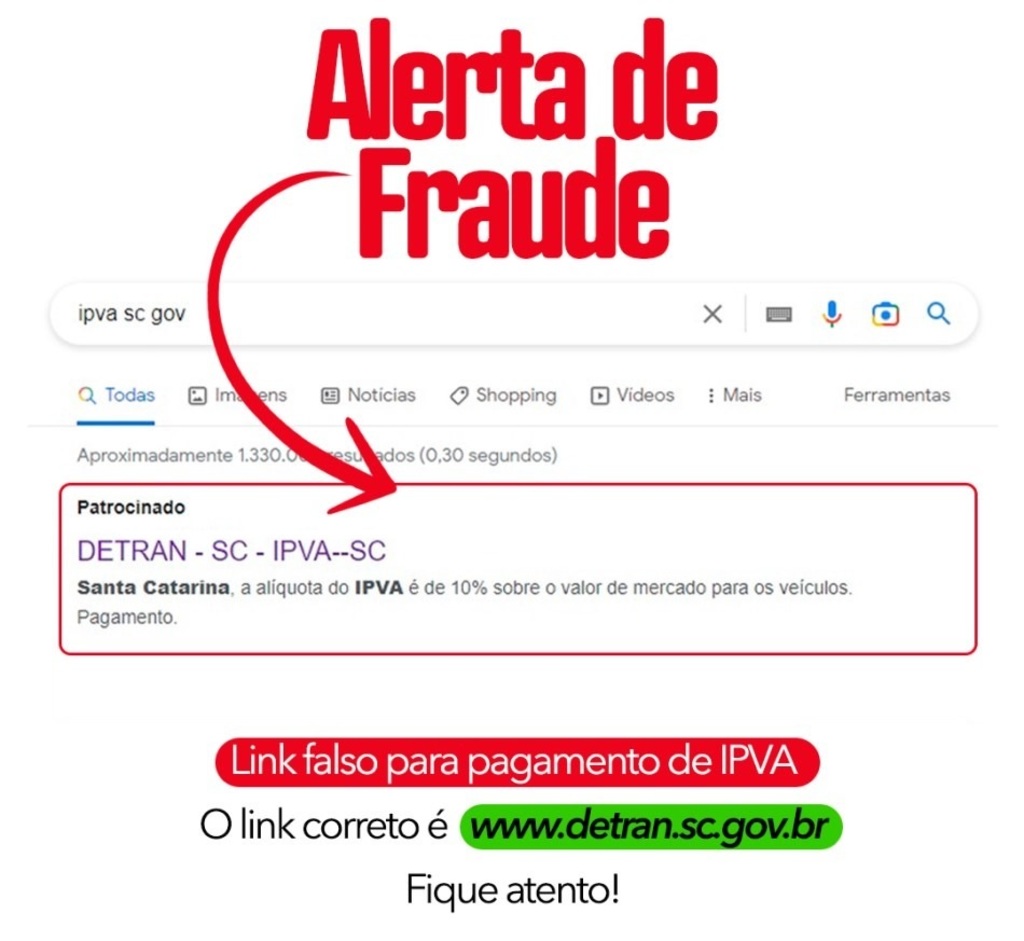 FAZENDA E DETRAN ALERTAM PARA GOLPE NO PAGAMENTO DO IPVA VIA PIX EM SC