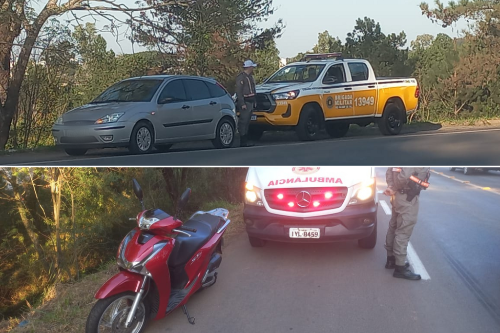 Carro e moto colidem na começo da manhã desta quinta-feira na Faixa Nova de Camobi; trânsito já foi liberado