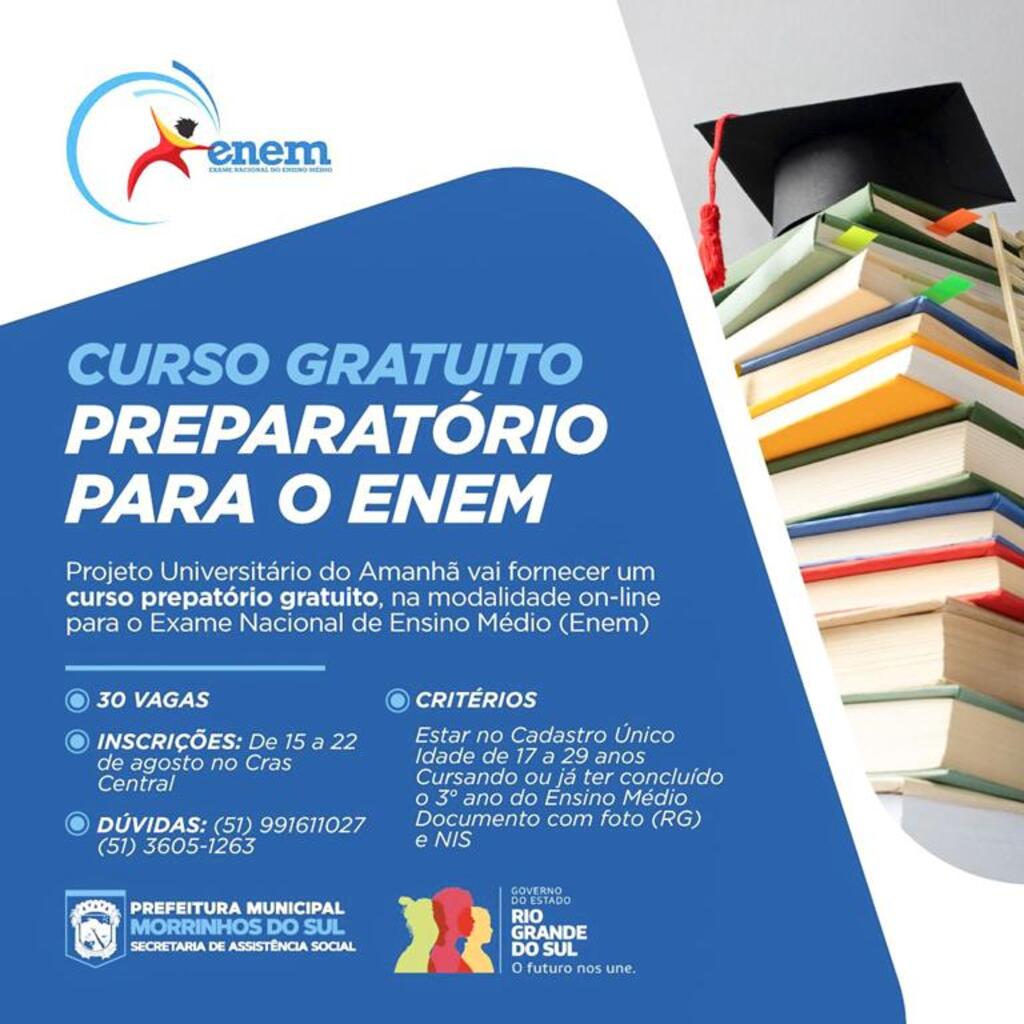 MORRINHOS DO SUL TERÁ CURSO PREPARATÓRIO GRATUITO PARA O ENEM
