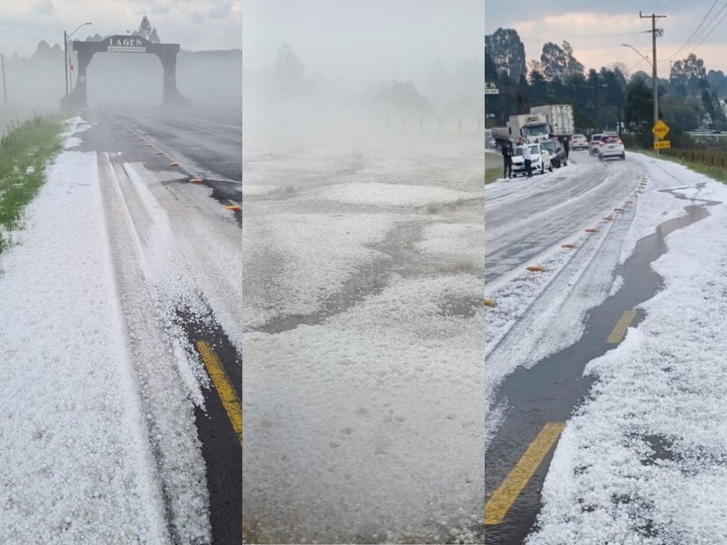 Quatro municípios de SC foram afetados por queda de granizo nesta terça-feira