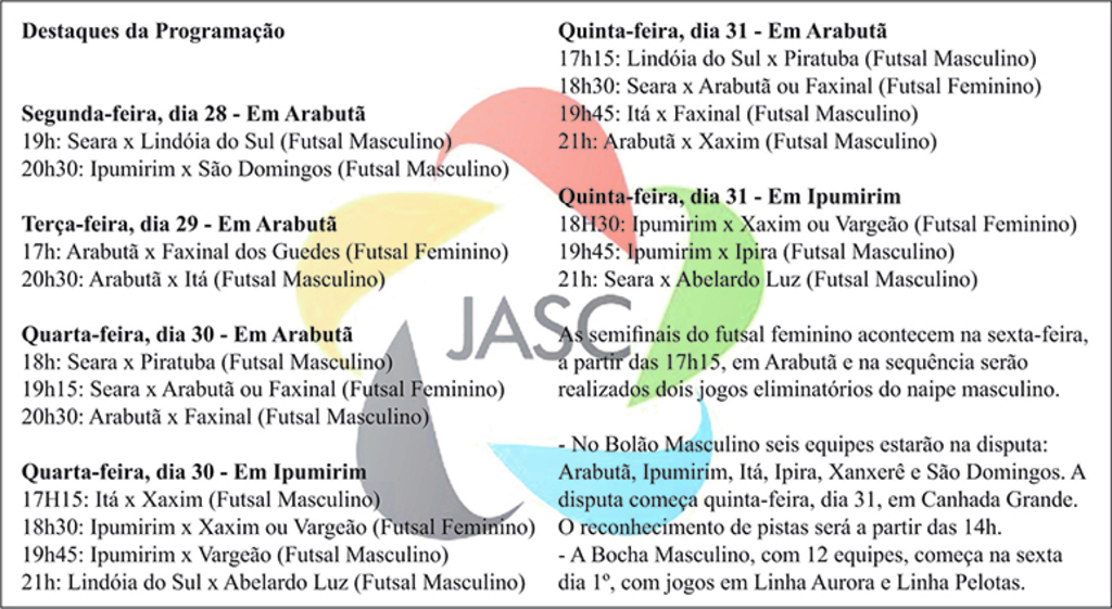 Micro dos Jasc na semana que vem