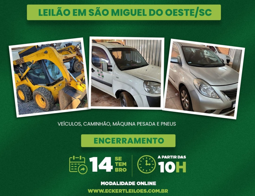 Prefeitura realiza leilão de veículos, máquina, caminhão e pneus