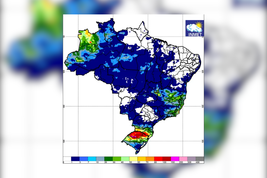  - Previsão de chuvas entre 28 de agosto e 04 de setembro em todo o Brasil. — Foto: INMET/Divulgação