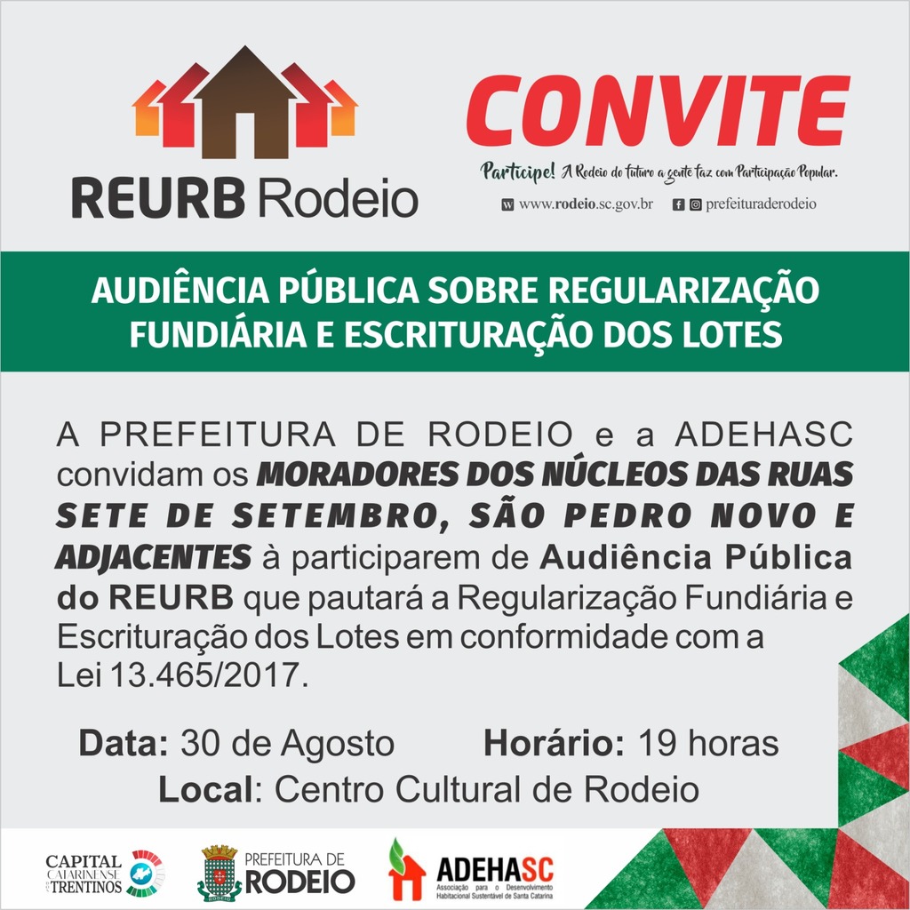 PARTICIPE DA AUDIÊNCIA PÚBLICA SOBRE A REGULARIZAÇÃO FUNDIÁRIA E ESCRITURAÇÃO DOS LOTES
