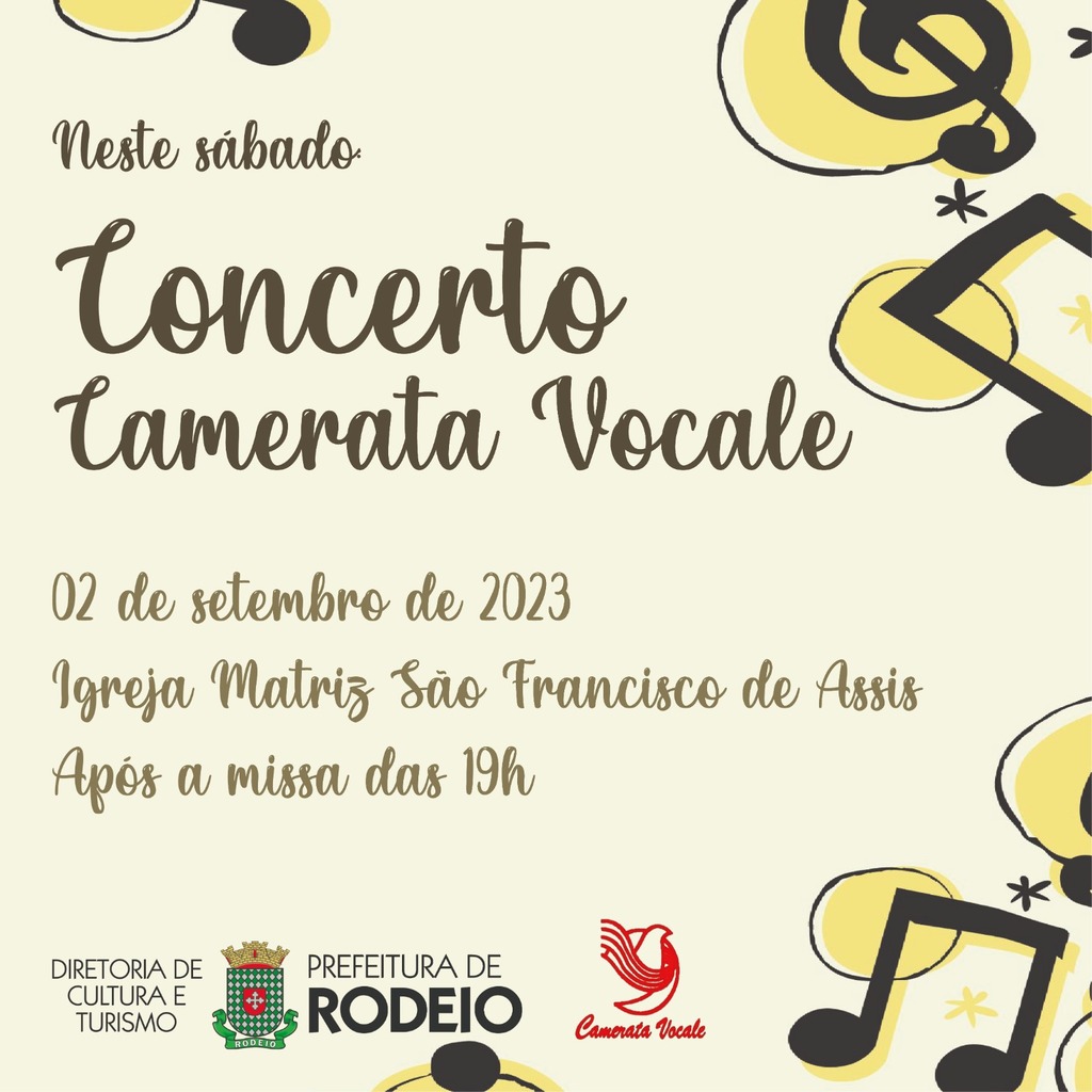 CAMERATA VOCALE SE APRESENTARÁ EM RODEIO NO DIA 02 DE SETEMBRO