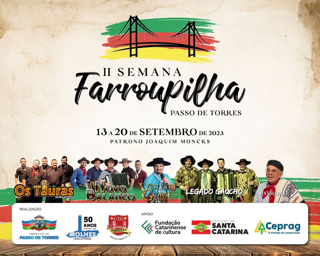 PASSO DE TORRES PREPARA SEGUNDA SEMANA FARROUPILHA COM FOCO NAS TRADIÇÕES E HISTÓRIA REGIONAL
