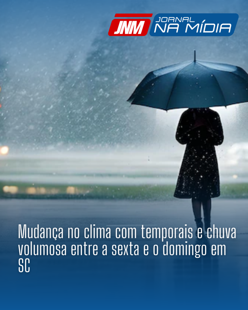 Mudança no clima com temporais e chuva volumosa entre a sexta e o domingo em SC