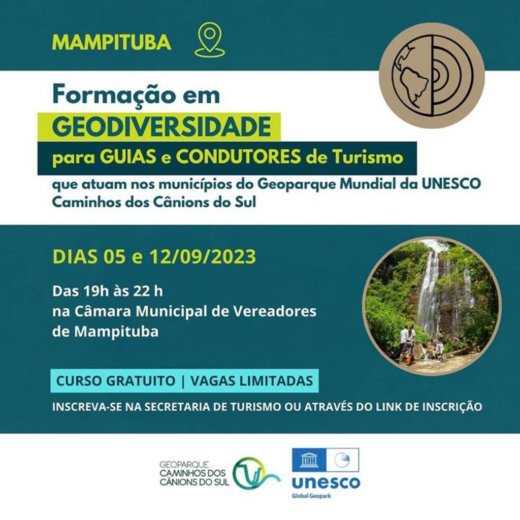 MUNICÍPIO DE MAMPITUBA PROMOVE CURSO DE 
FORMAÇÃO EM GEODIVERSIDADE PARA GUIAS TURÍSTICOS