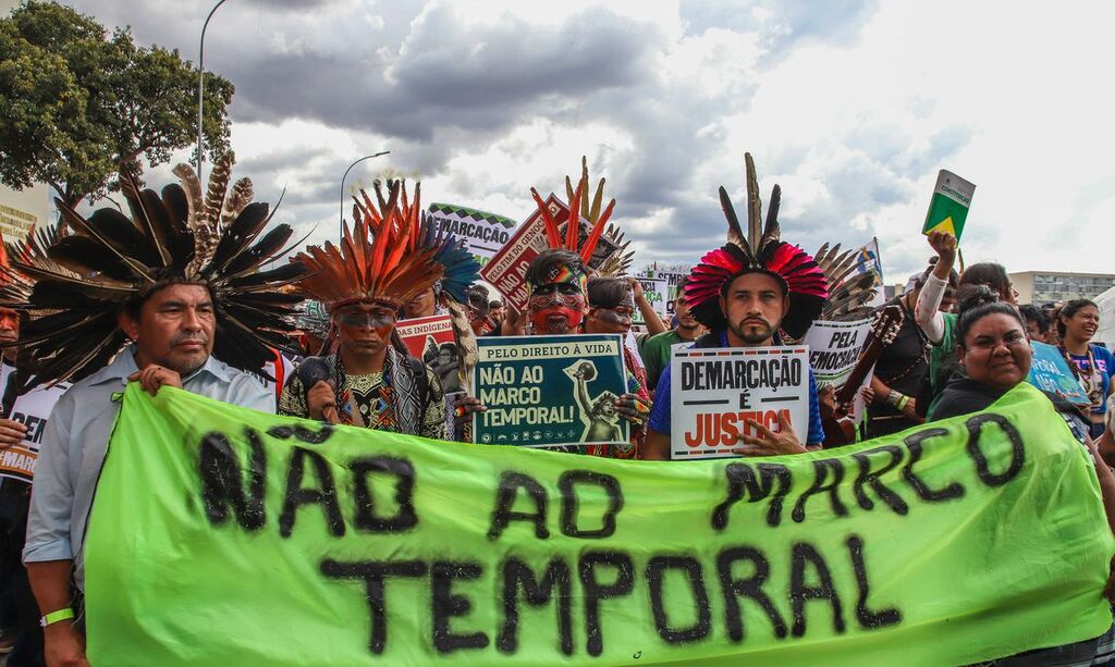 título imagem STF retoma julgamento sobre marco temporal de terras indígenas