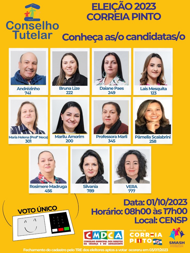 11 candidatos disputam as 5 vagas para o Conselho Tutelar em Correia Pinto