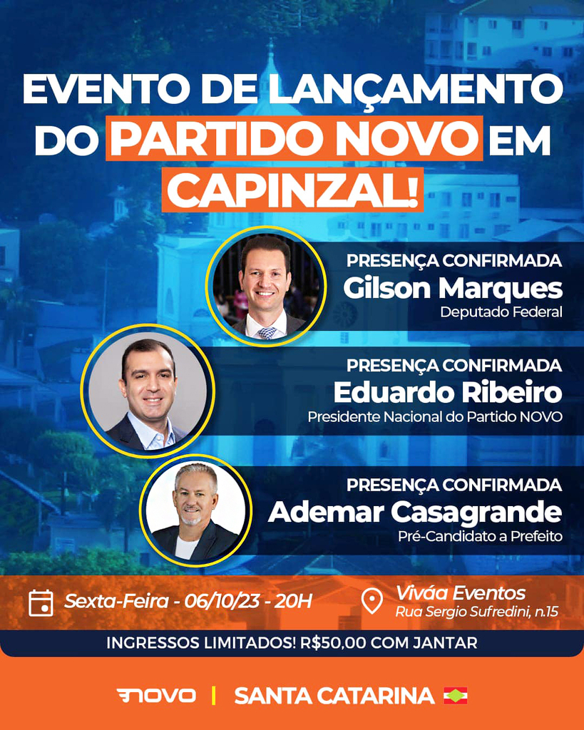 Evento de lançamento do Partido NOVO em CAPINZAL