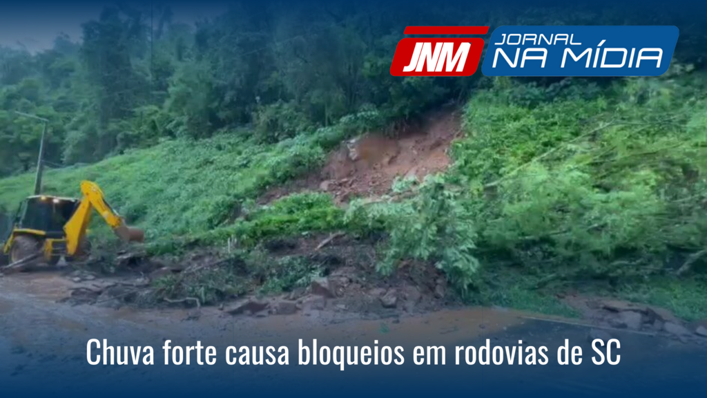 Chuva forte causa bloqueios em rodovias de SC