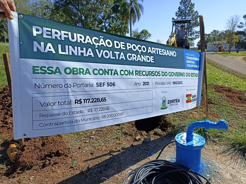 Prefeitura de Zortéa leva água encanada para residências da comunidade de Volta Grande