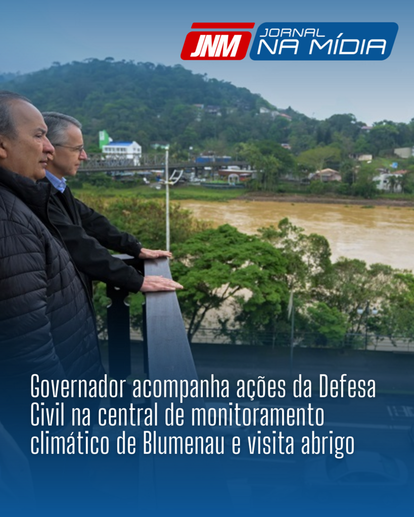 Governador acompanha ações da Defesa Civil na central de monitoramento climático de Blumenau e visita abrigo