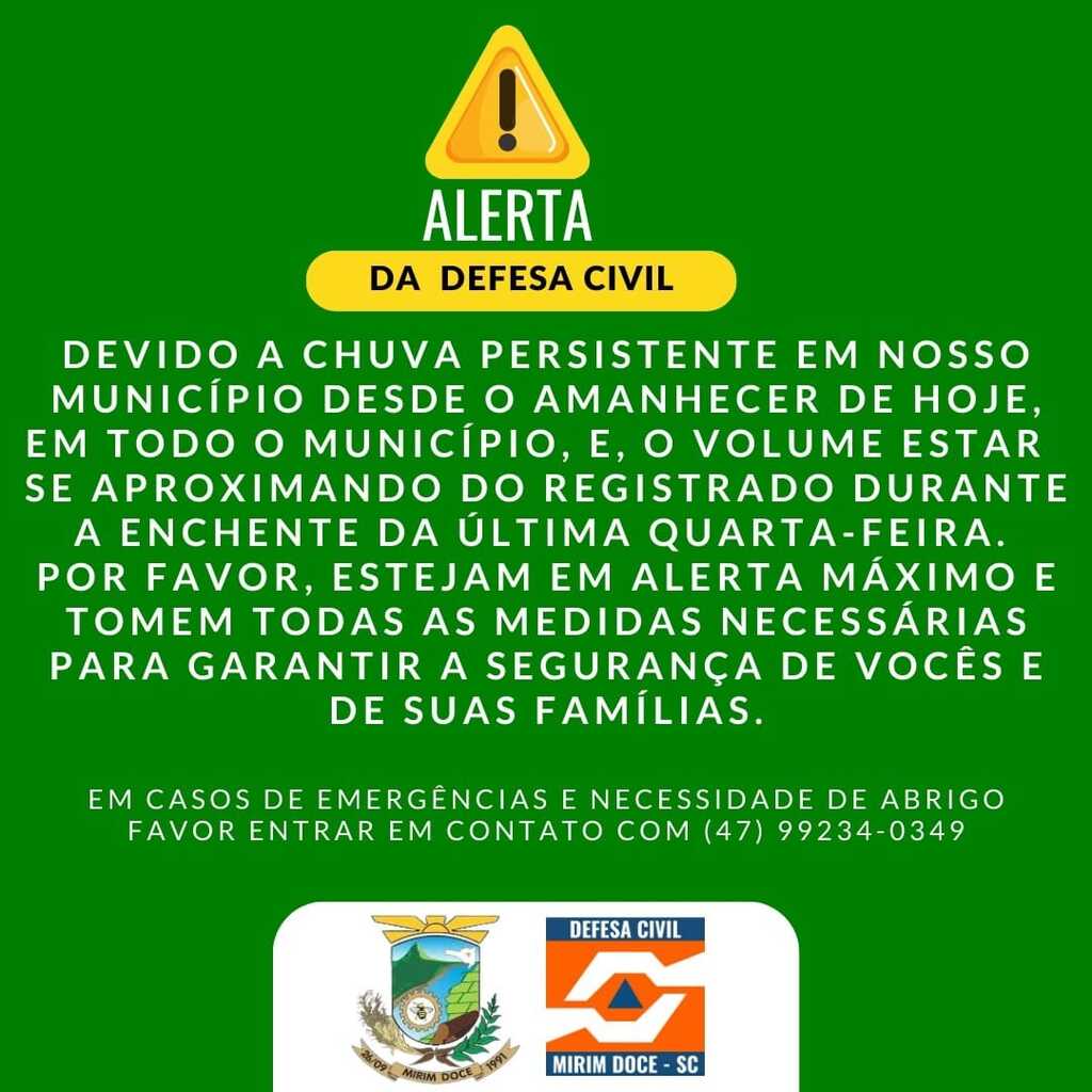 Rio está subindo 30 cm por hora, alerta Defesa Civil de Mirim Doce