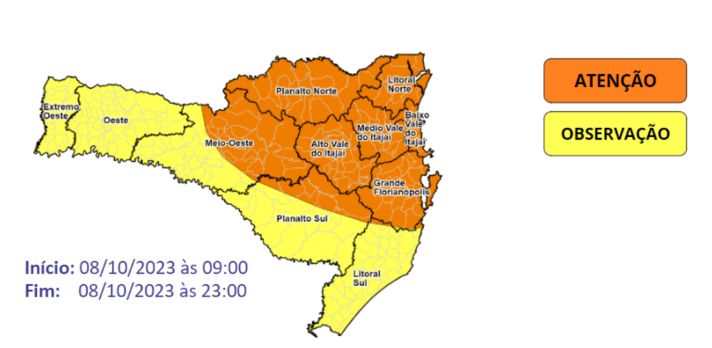 Previsão indica chuva intensa neste domingo em todo o Estado