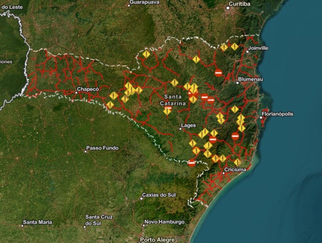Mapa digital mostra a situação das rodovias estaduais em tempo real