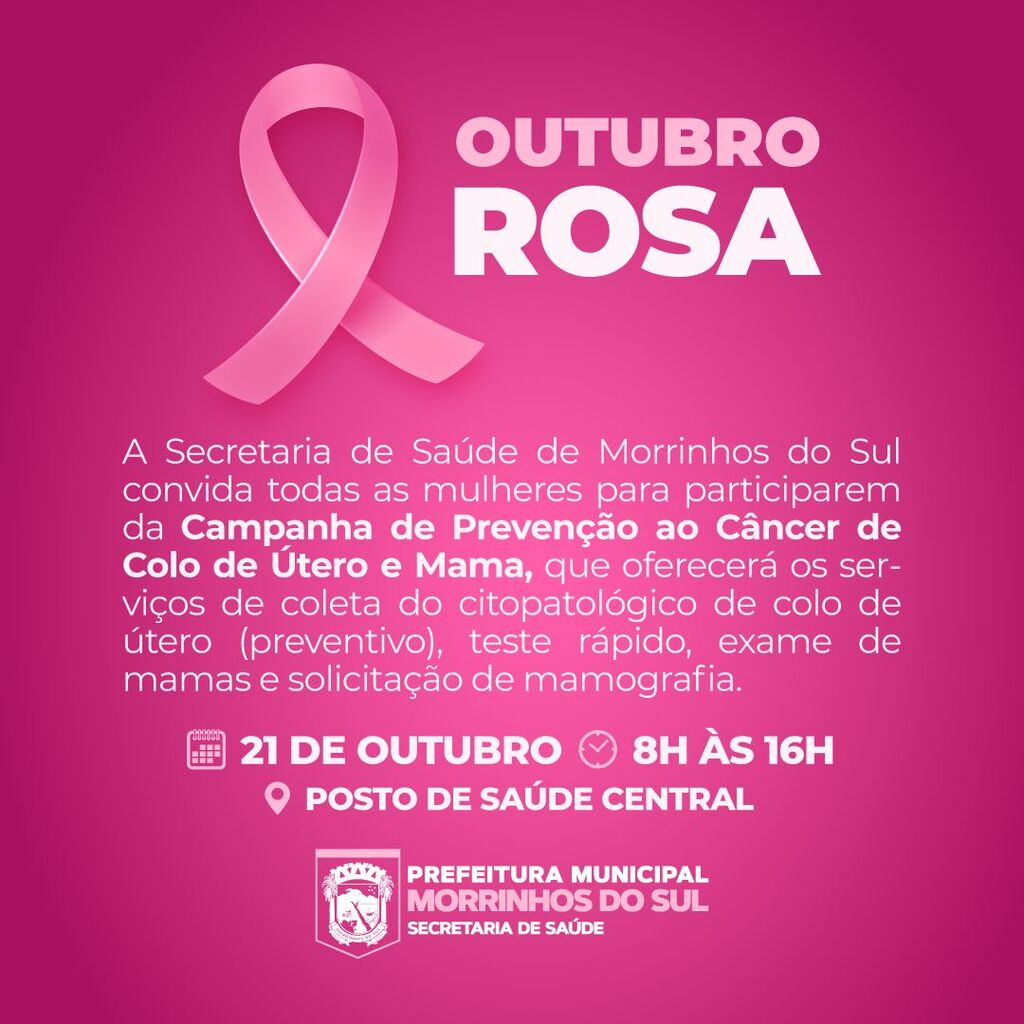 SECRETARIA DE SAÚDE REALIZA AÇÕES DE PREVENÇÃO DO CÂNCER DE MAMA COM AS MULHERES DO MUNICÍPIO DE MORRINHOS DO SUL