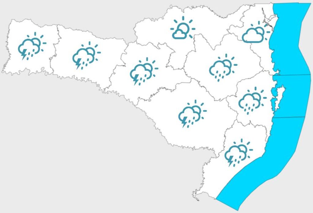 Semana inicia com condições para pancadas de chuva e temporais isolados