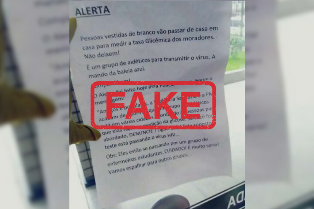 título imagem É falso: cartaz sobre supostos enfermeiros que estariam transmitindo o vírus HIV em Santa Maria é fake news