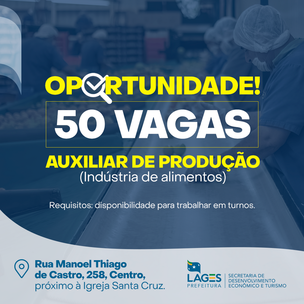 Empresa disponibiliza 50 vagas de emprego através do Banco do Emprego