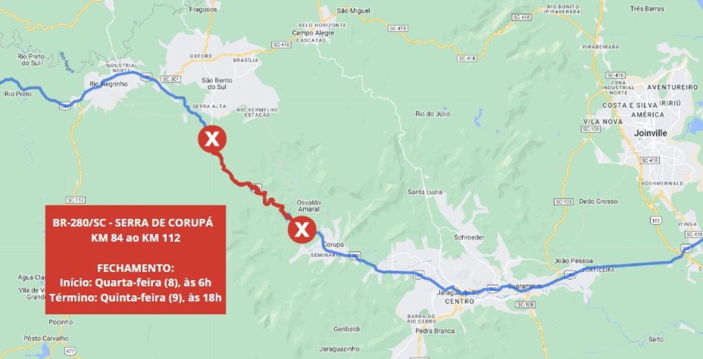 DNIT avança com recuperação da BR-280 na Serra de Corupá - Portal São Bento  Notícias