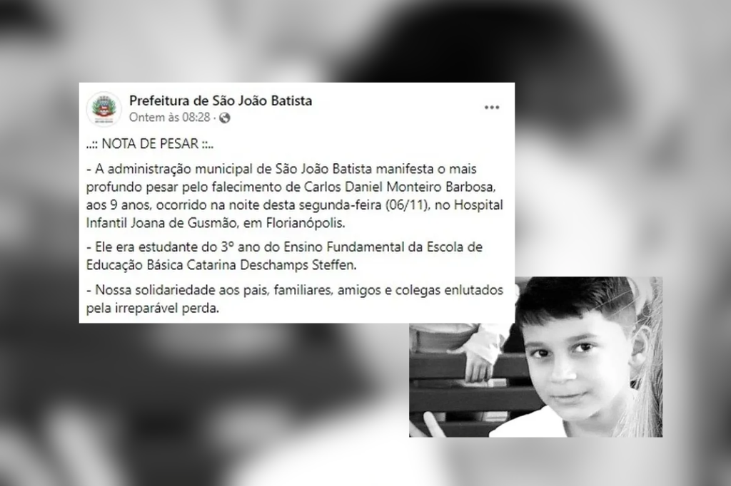 ALERTA: menino de 9 anos morre de meningite bacteriana em SC