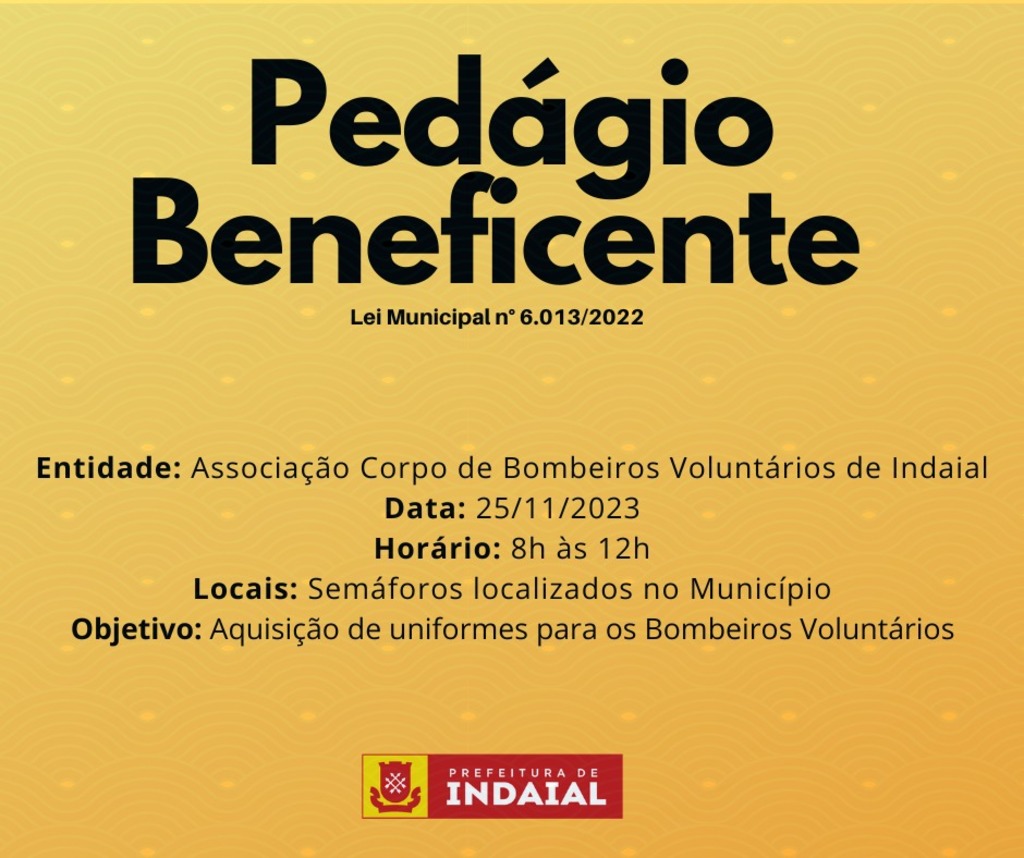 Pedágio beneficente em prol do Corpo de Bombeiros Voluntários