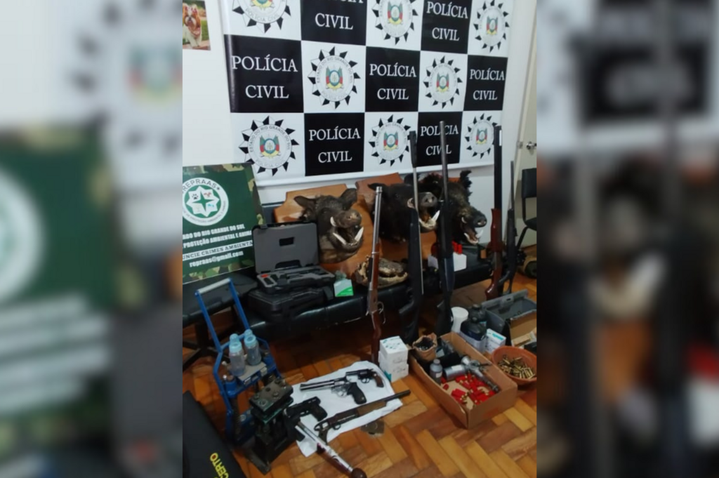 título imagem Operação Dia da Caça: munições, máquinas e carcaças de animais são apreendidas em Santa Maria e região