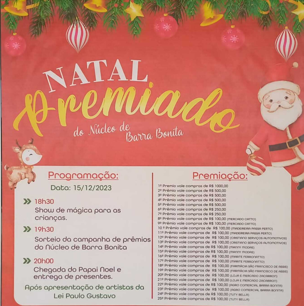 Núcleo do Comércio promove Campanha de Natal em Barra Bonita