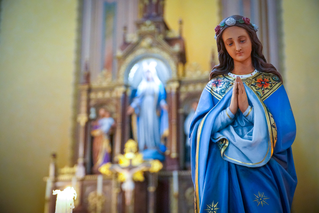 Fotos: Vinicius Machado (Diário) - Imagem de Nossa Senhora Imaculada Conceição na Catedral Metropolitana, uma das construções mais simbólicas de Santa Maria.