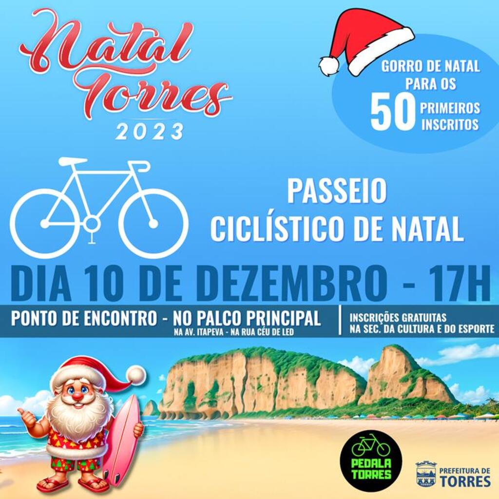 SECRETARIAS 
DE CULTURA 
E ESPORTE DE 
TORRES PROMOVEM 
PASSEIO CICLÍSTICO