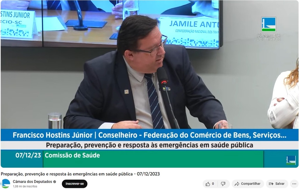 Fecomércio propõe atenção à saúde mental e outras providências em audiência pública na Câmara dos Deputados