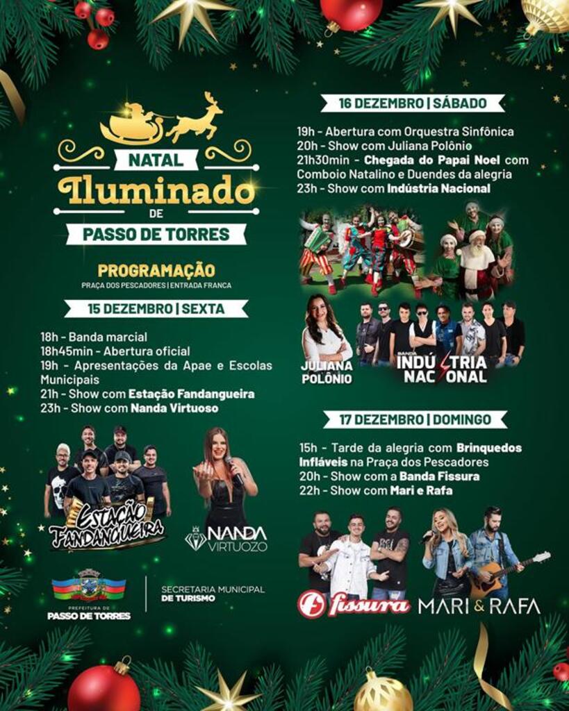 GRANDES SHOWS ABREM A PROGRAMAÇÃO DO NATAL ILUMINADO 2023 DE PASSO DE TORRES