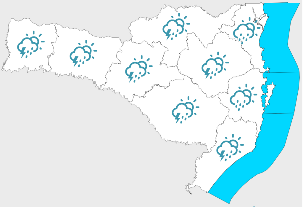 Confira a previsão do tempo para esta semana em Santa Catarina