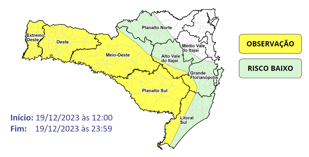 Defesa Civil alerta para temporais isolados entre a tarde e a noite desta terça