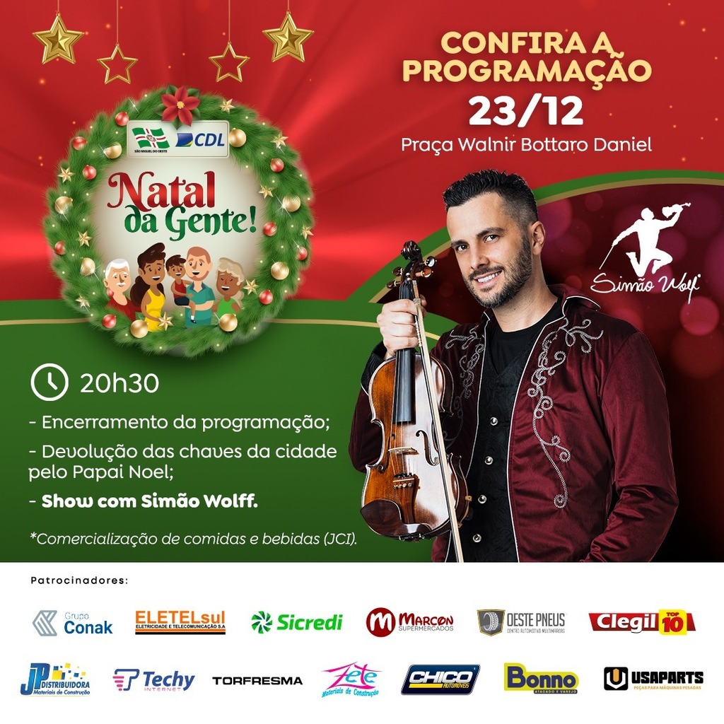 Programação especial de Natal será neste sábado em São Miguel do Oeste