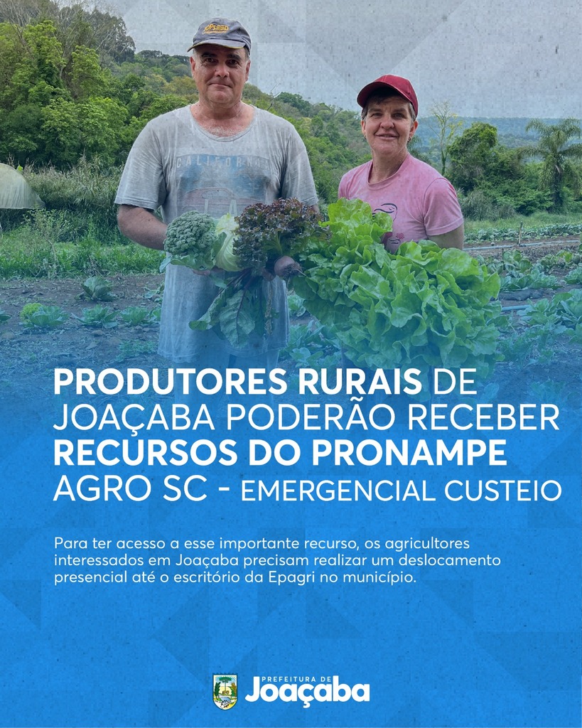 Produtores rurais de Joaçaba poderão receber recursos do Pronampe Agro SC - Emergencial Custeio