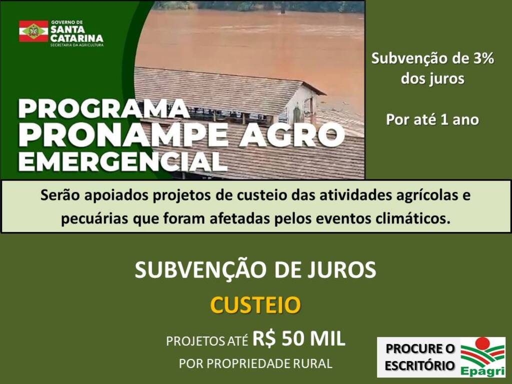 Agricultores de Otacilio Costa podem solicitar ajuda através do Recupera SC