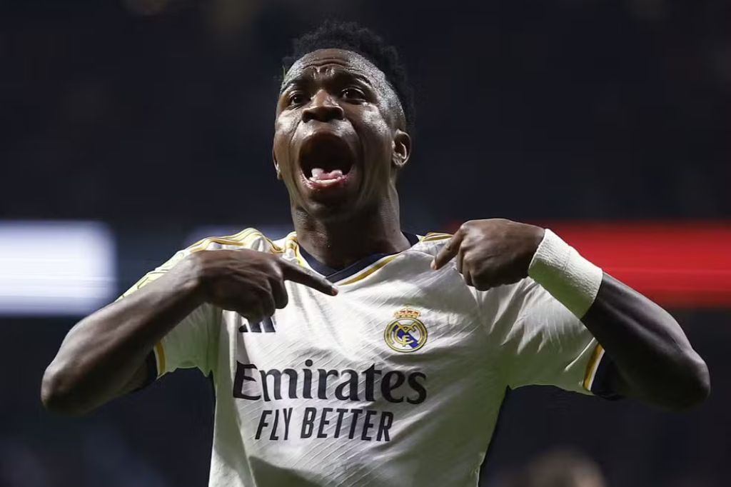  - Vinicius Junior comemora gol pelo Real Madrid — Foto: Juan Medina/Reuters