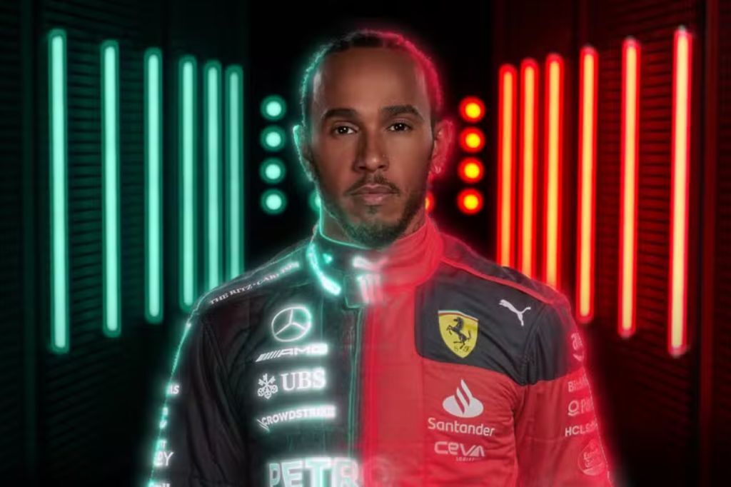  - Lewis Hamilton sairá da Mercedes ao fim de 2024 e assumirá uma vaga na Ferrari em 2025 — Foto: Reprodução/FOM